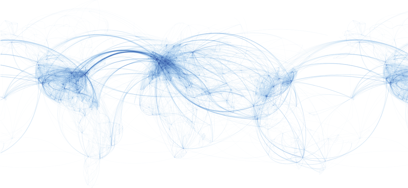 Schematic illustration of world airline routes.