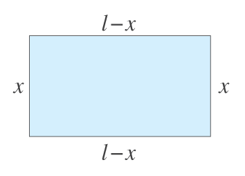 Schematic illustration of rectangle with a fixed perimeter of length 2l.