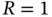 upper R equals 1