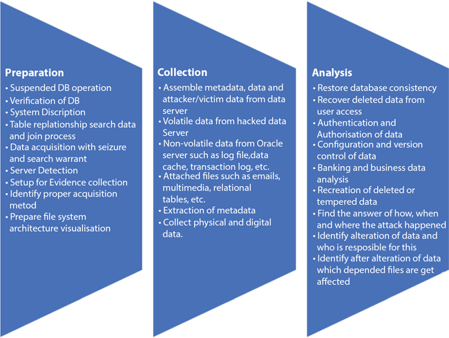 Schematic illustration of the forensic process of database systems.