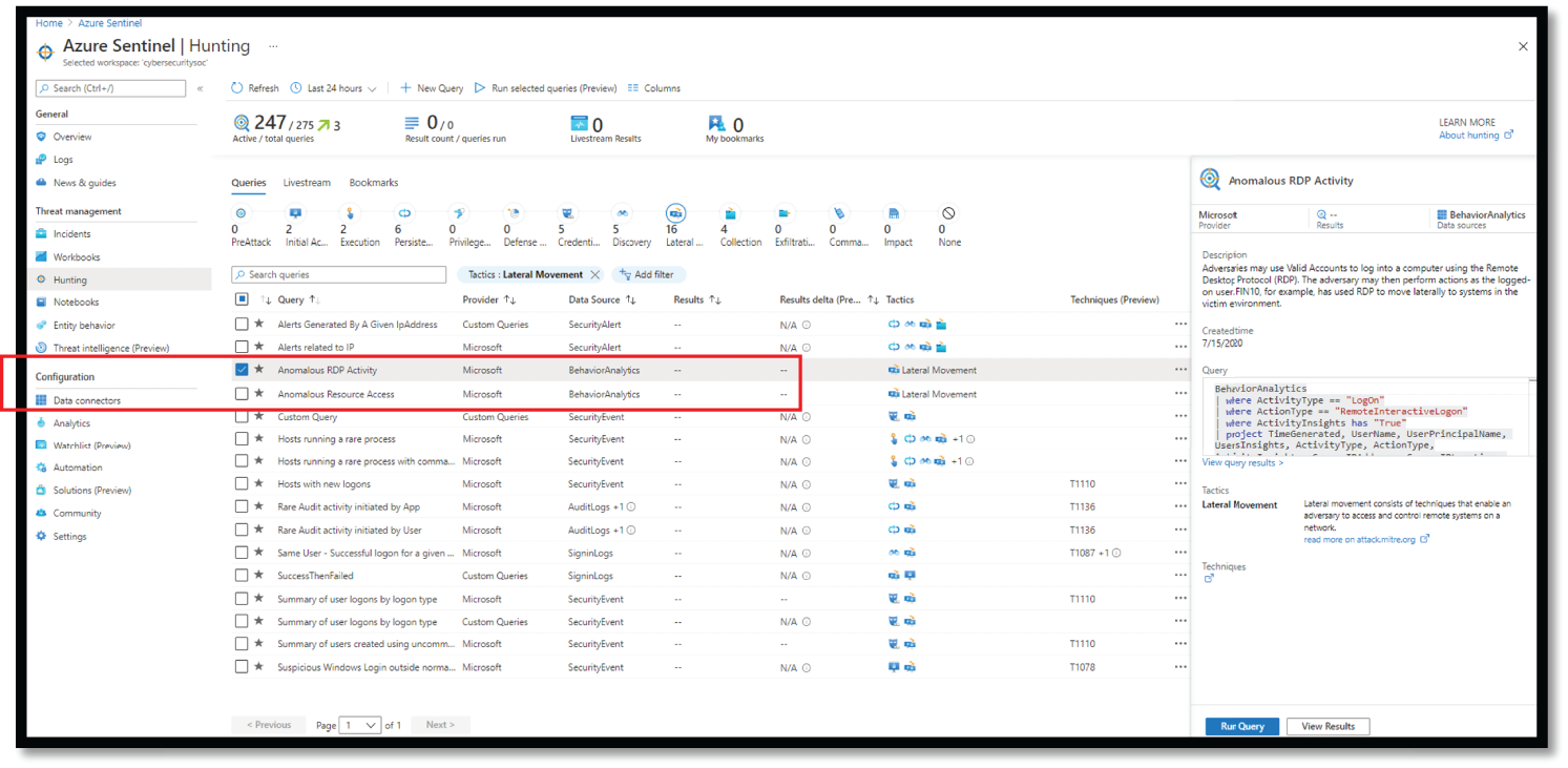 Snapshot of Hunting Lateral Movement in Azure Sentinel