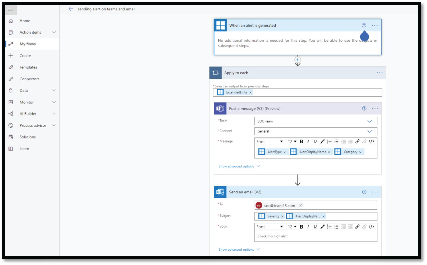 Snapshot of Create new Flow in Microsoft Flow application