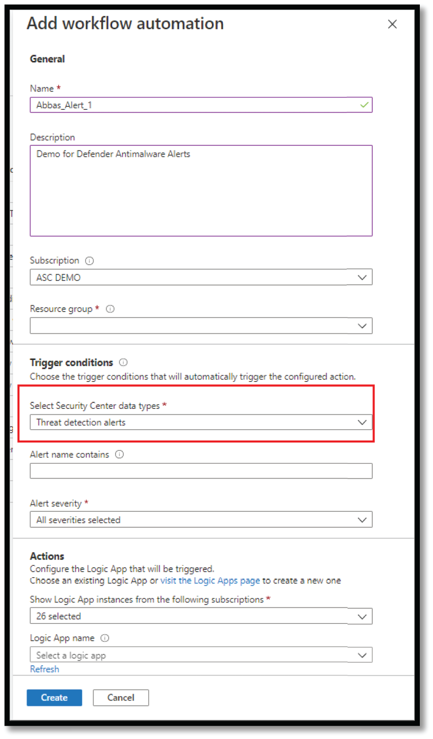 Snapshot of Workflow automation tab in ASC