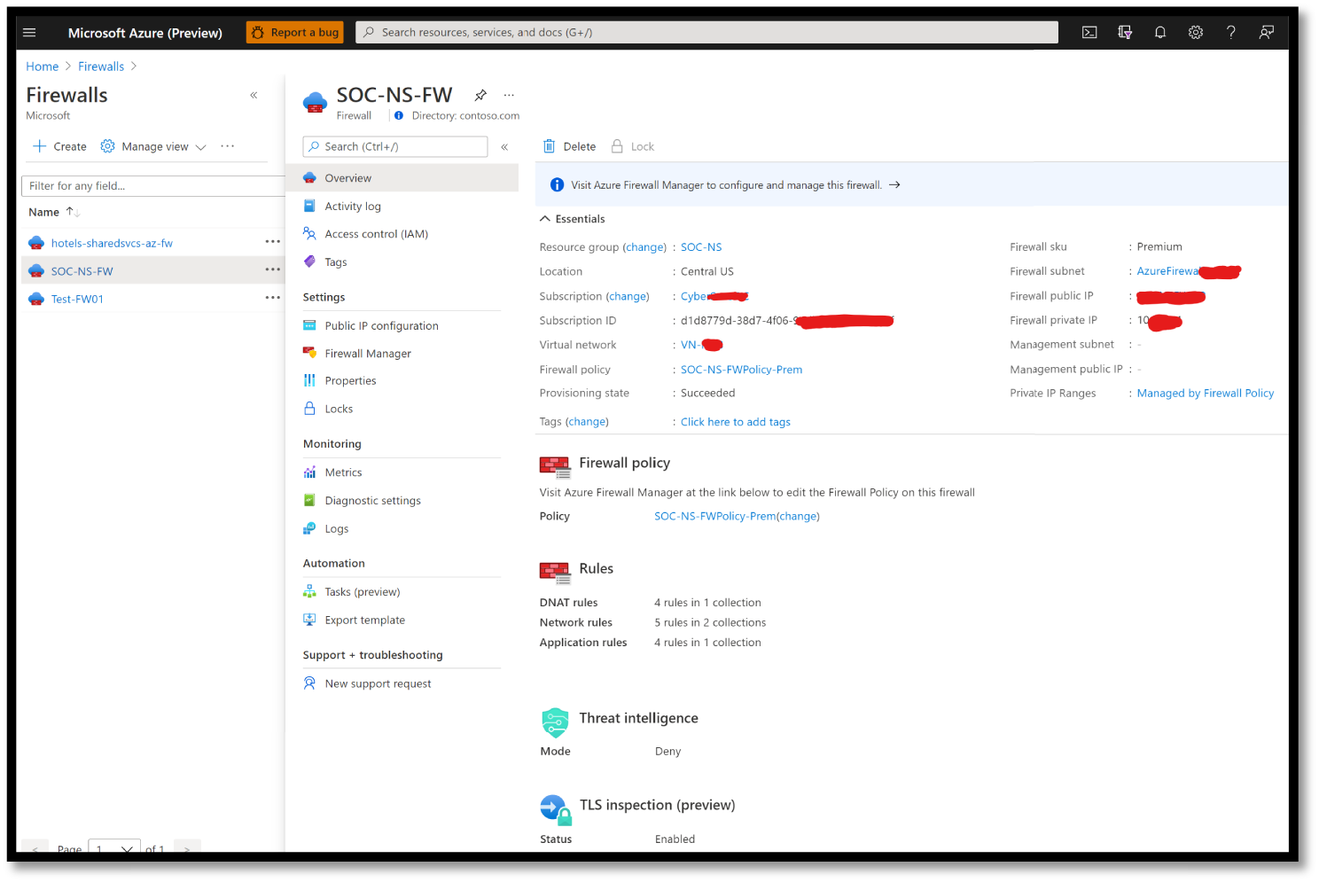 Snapshot of Azure Firewall