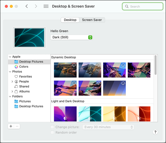 Snapshot shows choosing a desktop background.