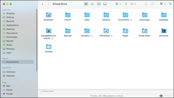 Snapshot shows the iCloud folders can joyously store documents.