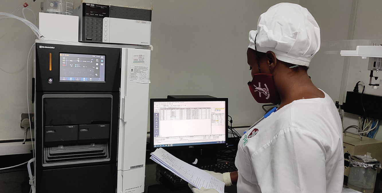 Photo depicts an APDL quality control team employee at the manufacturing plant.