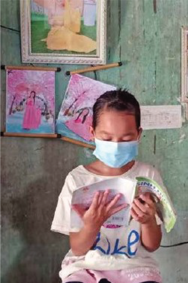 Photo depicts children were provided with hygiene essentials and other needed items.