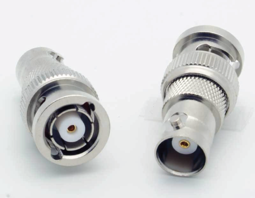 Photo depicts male and female BNC connectors