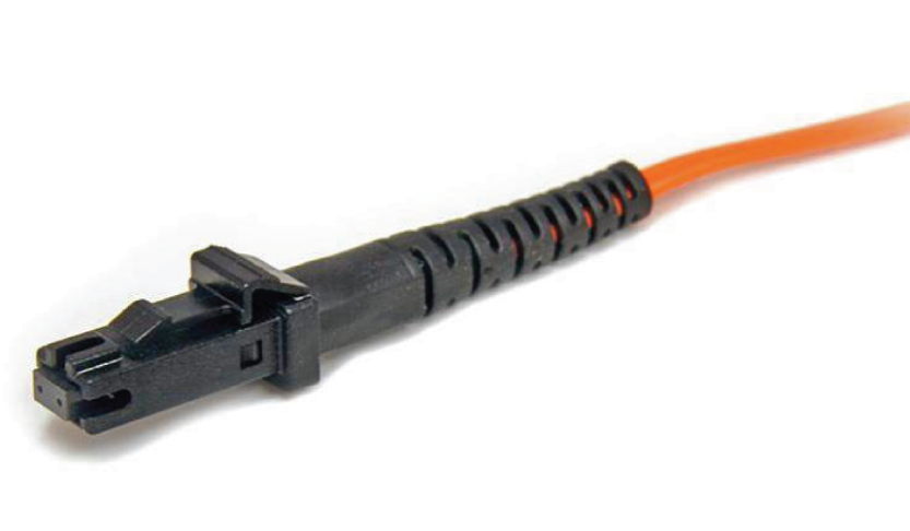Photo depicts a sample MT-RJ fiber-optic connector