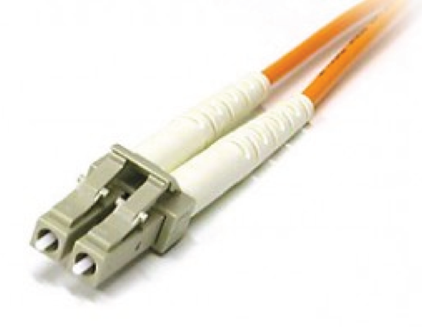 Photo depicts a sample LC fiber-optic connector