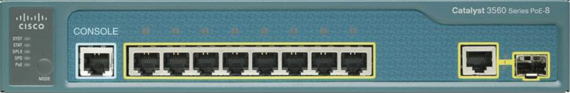 Schematic illustration of switched Ethernet ports can provide power to devices.