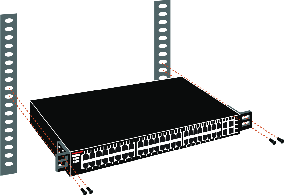 Schematic illustration of rack-mounted switches