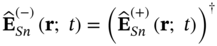 ModifyingAbove bold upper E With Ì‚ Subscript upper S n Superscript left-parenthesis minus right-parenthesis Baseline left-parenthesis bold r semicolon t right-parenthesis equals left-parenthesis ModifyingAbove bold upper E With Ì‚ Subscript upper S n Superscript left-parenthesis plus right-parenthesis Baseline left-parenthesis bold r semicolon t right-parenthesis right-parenthesis Superscript dagger