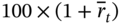 100 times left-parenthesis 1 plus r overbar Subscript t Baseline right-parenthesis