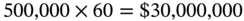 500 comma 000 times 60 equals dollar-sign 30 comma 000 comma 000