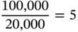 StartFraction 100 comma 000 Over 20 comma 000 EndFraction equals 5