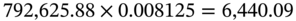 792 comma 625.88 times 0.008125 equals 6 comma 440.09