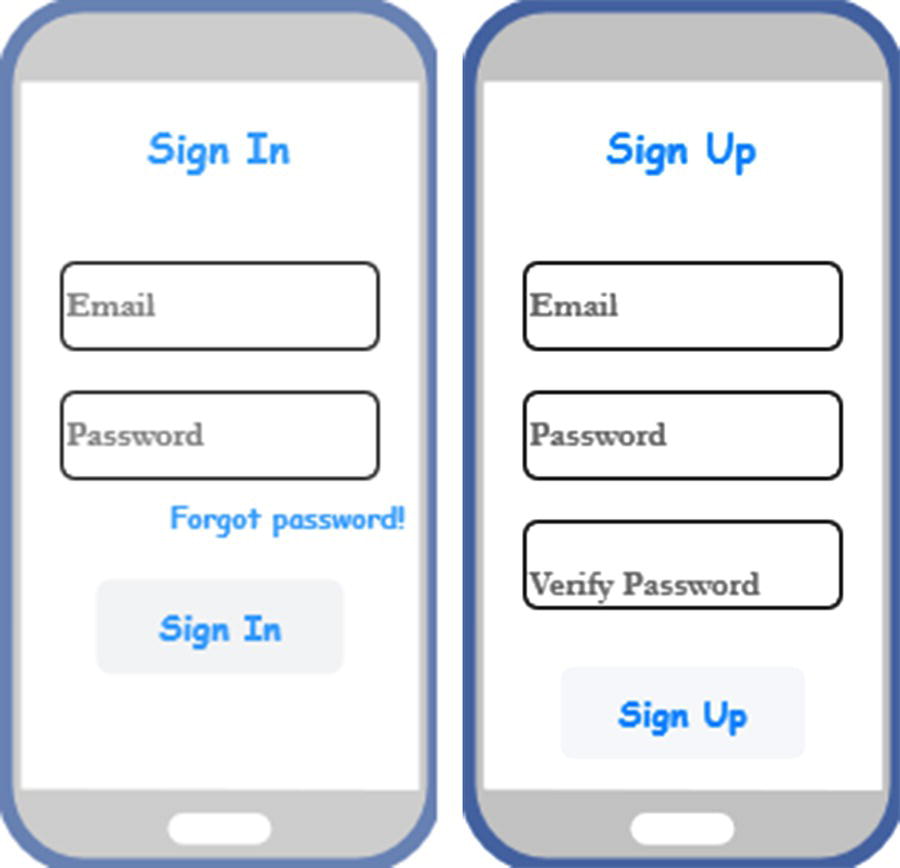 Schematic illustration of sign-In/-Up interface.