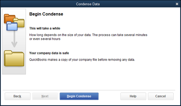Snapshot of the sixth, and final, Condense Data dialog box.