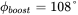 phi Subscript b o o s t Baseline equals 108 degree