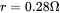 r equals 0.28 normal upper Omega