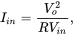 upper I Subscript i n Baseline equals StartFraction upper V Subscript o Superscript 2 Baseline Over upper R upper V Subscript i n Baseline EndFraction comma