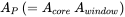 upper A Subscript upper P Baseline left-parenthesis equals upper A Subscript c o r e Baseline upper A Subscript w i n d o w Baseline right-parenthesis