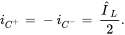 i Subscript upper C Sub Superscript plus Subscript Baseline equals zero width space minus i Subscript upper C Sub Superscript minus Subscript Baseline equals StartFraction ModifyingAbove upper I With ˆ Subscript upper L Baseline Over 2 EndFraction period