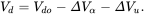 upper V Subscript d Baseline equals upper V Subscript d o Baseline minus upper Delta upper V Subscript alpha Baseline minus upper Delta upper V Subscript u Baseline period