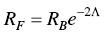 upper R Subscript upper F Baseline equals upper R Subscript upper B Baseline e Superscript minus 2 upper Lamda