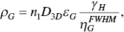 rho Subscript upper G Baseline equals n 1 upper D Subscript 3 upper D Baseline epsilon Subscript upper G Baseline StartFraction gamma Subscript upper H Baseline Over eta Subscript upper G Superscript upper F upper W upper H upper M Baseline EndFraction comma