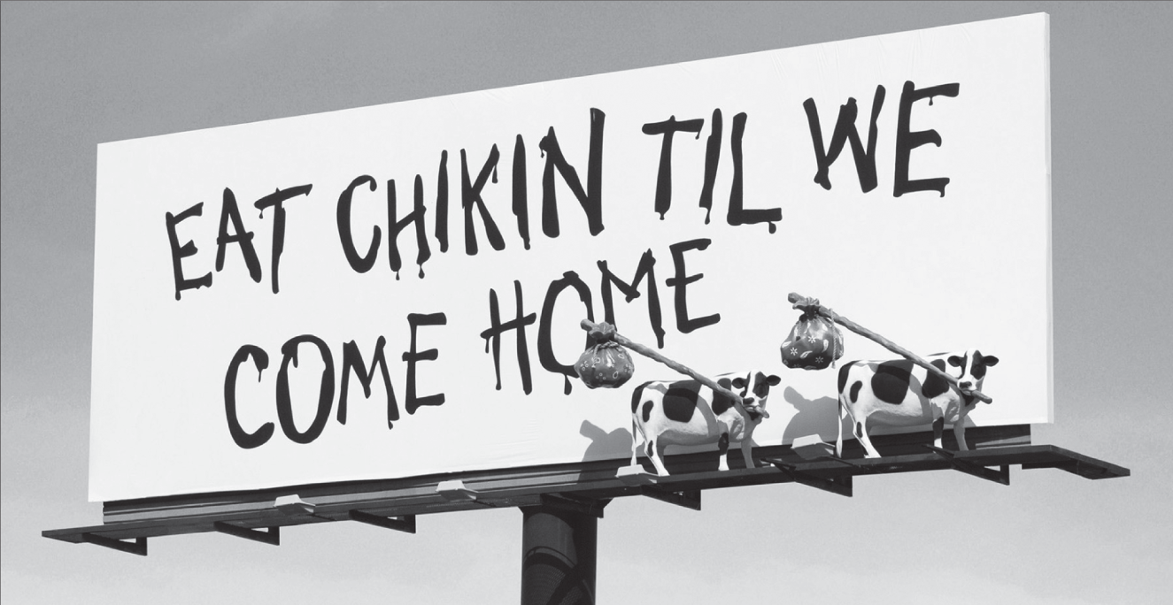 Schematic illustration of Chik-Fil-A spent most of its advertising budget on this well-loved, long-running outdoor campaign.