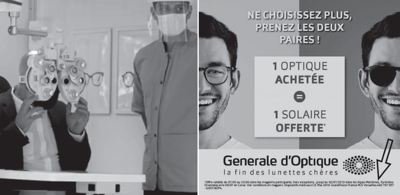 Photographs of French optician Droit de Regard asked passersby to look at a competitor's outdoor ad and try to read the fine print.