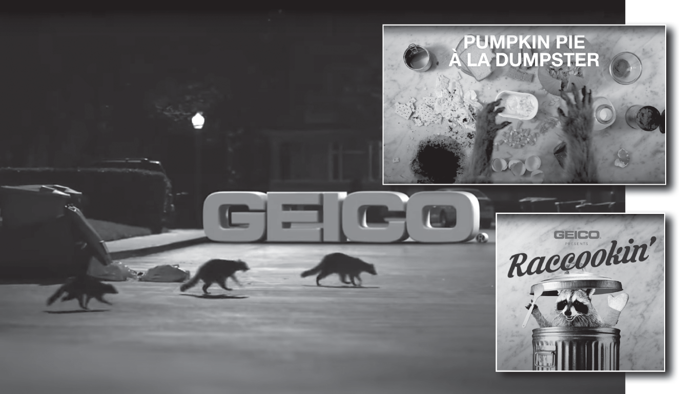 Photograph of First, GEICO aired their fabulous “Raccoons” commercial on television.