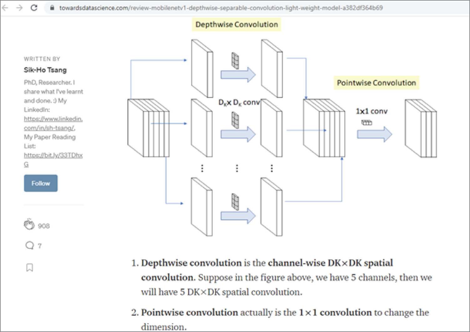 Snapshot of review: MobileNetV1 — Depthwise Separable Convolution (Light Weight Model).