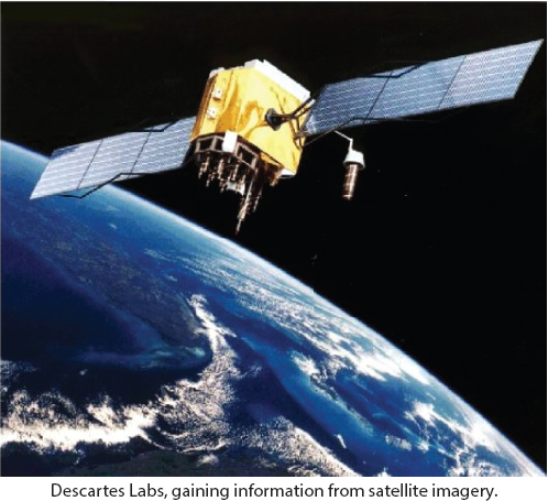 A photograph depicts the satellite used for sharing data and information.
