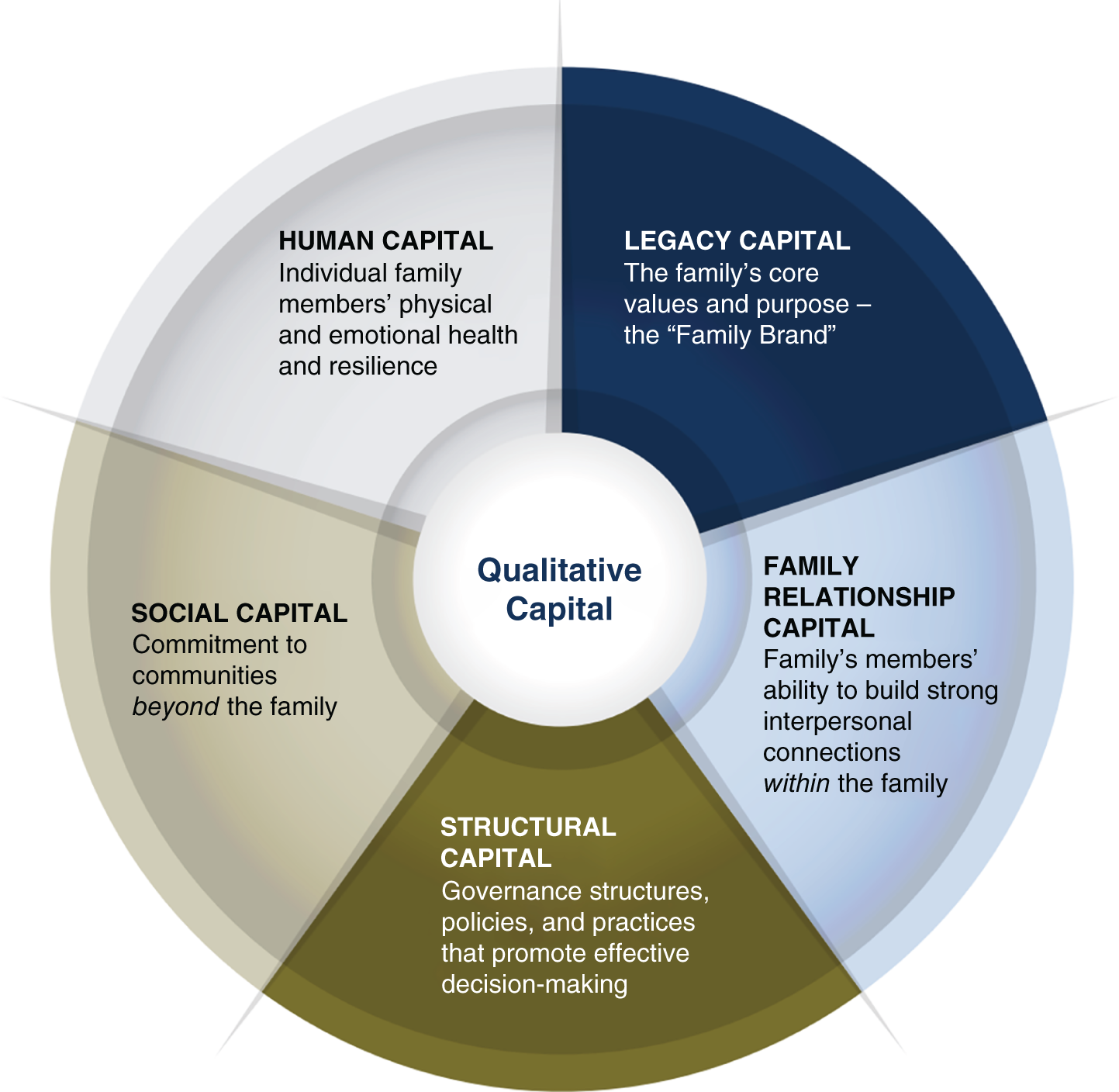 Schematic illustration of the five forms of Qualitative Capital.