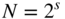 upper N equals 2 Superscript s