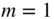 m equals 1