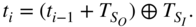 t Subscript i Baseline equals left-parenthesis t Subscript i minus 1 Baseline plus upper T Subscript upper S Sub Subscript upper O Subscript Baseline right-parenthesis circled-plus upper T Subscript upper S Sub Subscript upper I Subscript Baseline period