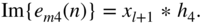 StartLayout 1st Row 1st Column Im left-brace e Subscript m Baseline 4 Baseline left-parenthesis n right-parenthesis right-brace 2nd Column equals x Subscript l plus 1 Baseline asterisk h 4 period EndLayout