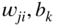 w Subscript j i Baseline comma b Subscript k Baseline