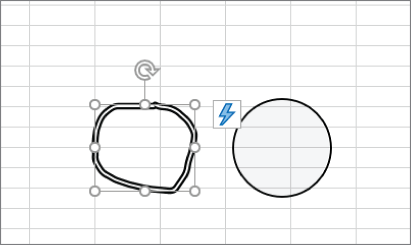 Snapshot of convert a drawn shape into a native shape.