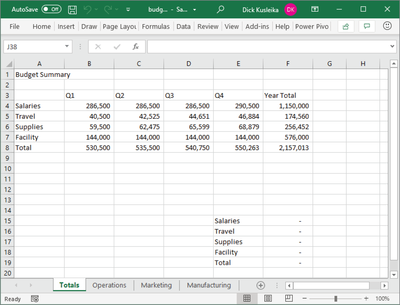 Snapshot of the worksheets in the workbook are laid out identically.