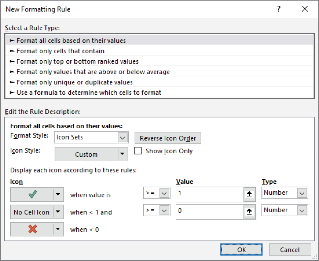 Snapshot of changing the icon assignment rule