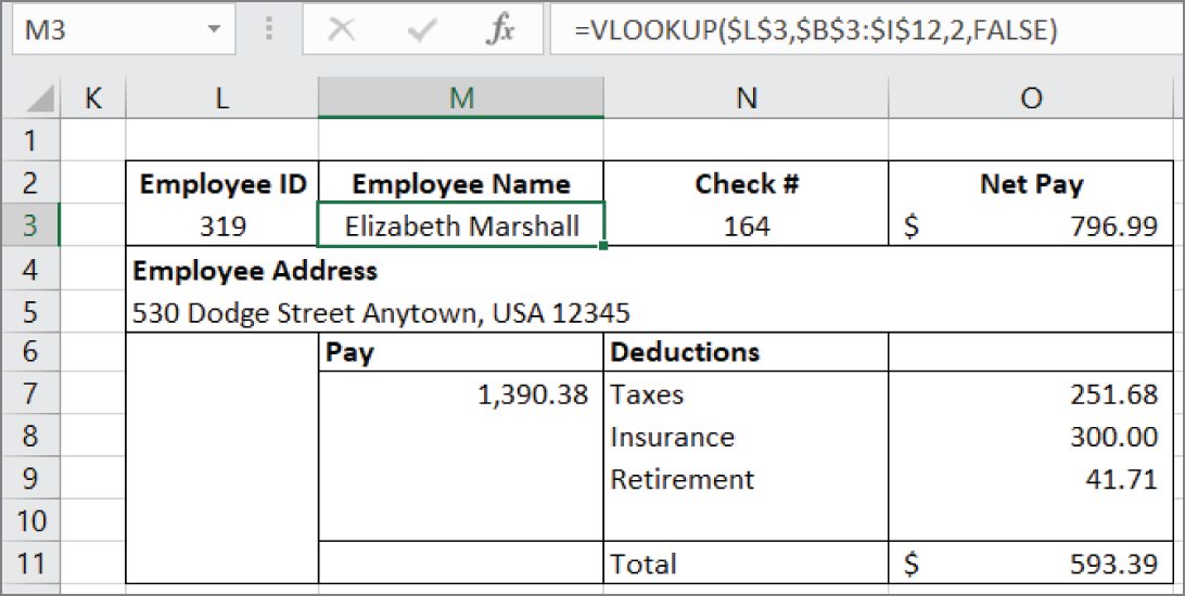 Snapshot of a simplified paystub form