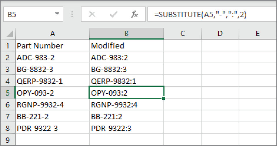 Snapshot shows to replace only the second hyphen in these cells, Find and Replace is not an option.