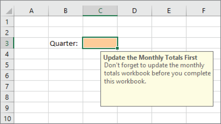 Snapshot of data validation can be usingd to show messages to the usingr.