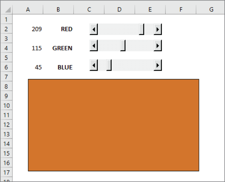 Snapshot of the worksheet has three ScrollBar controls.